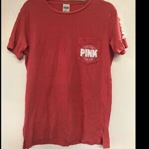VICTORIAS SECRET PINK CAMPUS POCKET "PINK" SCOOPNECK TEESHIRT Small Dot size XS